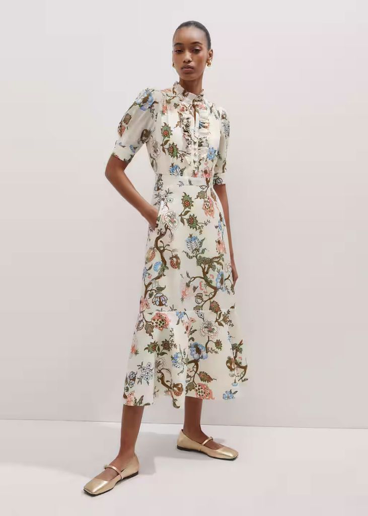 ME+EM Floral Garden Print Midi Dress