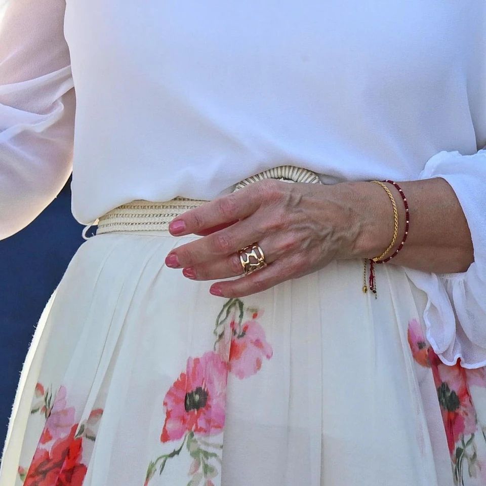 close up of woman's hand with a gold ring on 