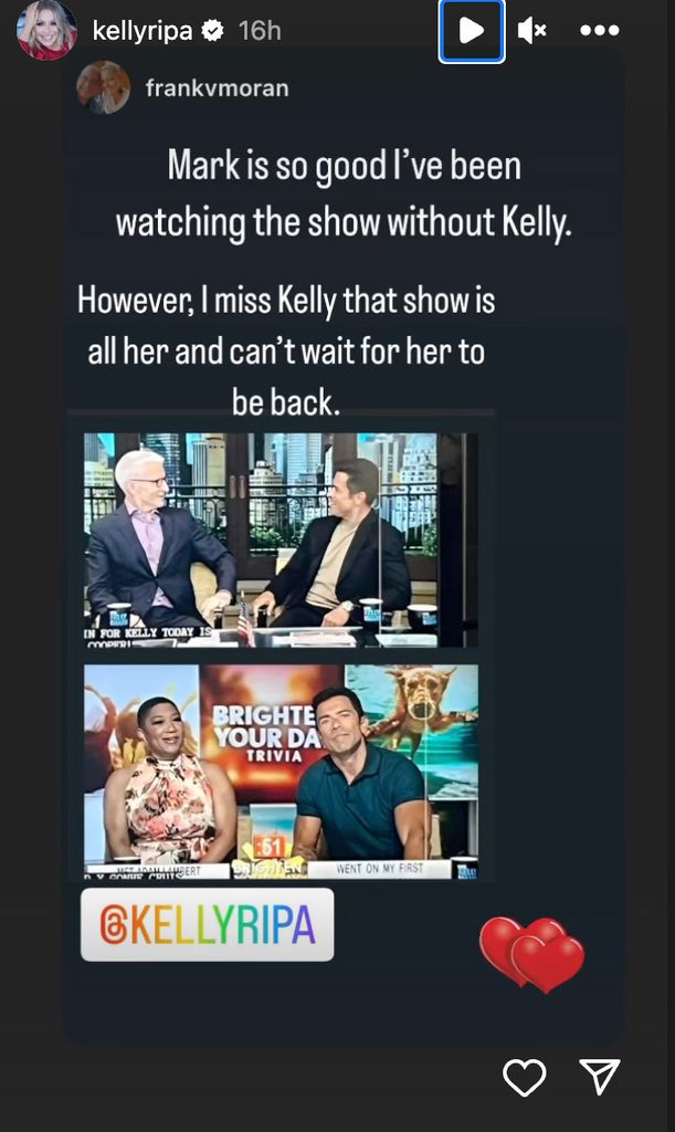 Kelly Ripa's message of support from a fan