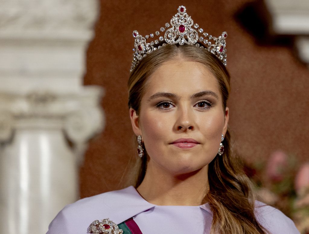 Princess Catharina-Amalia smiling in ruby tiara