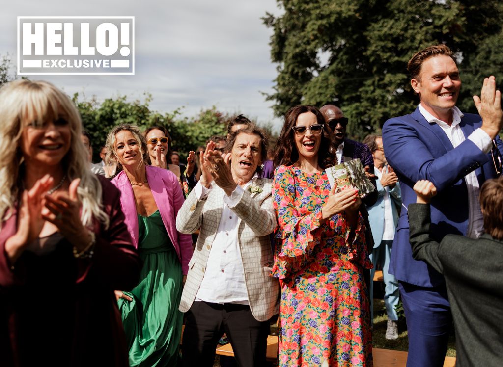 Ronnie and Sally Wood celebrate at the wedding of Tyrone Wood and Faye Harris