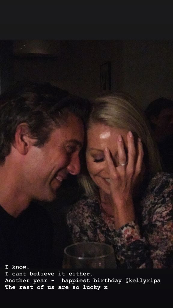 David Muir and Kelly Ripa laugh in a photo shared by the former as a tribute on the latter's birthday on Instagram Stories