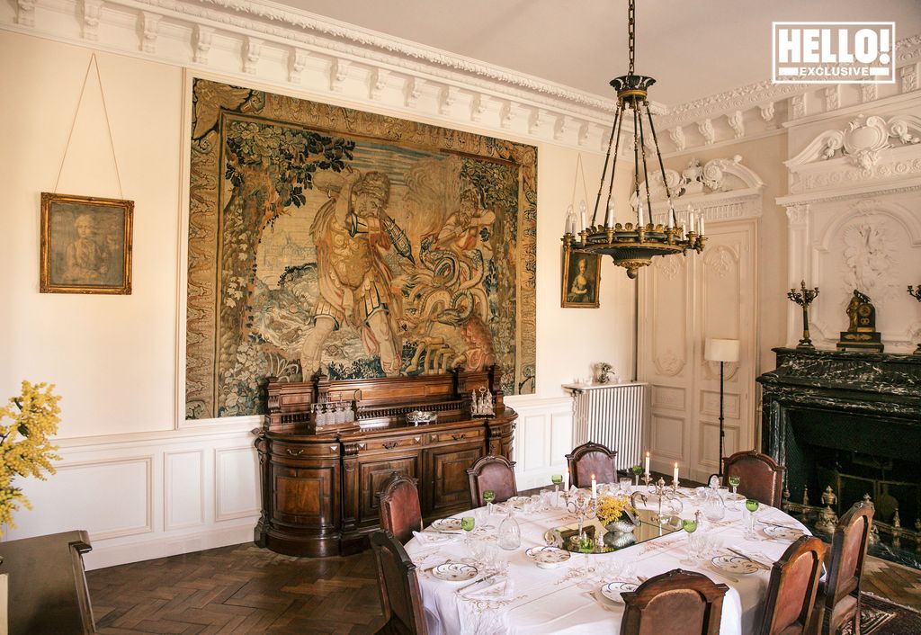 Baron Arnaud De Bastard's dining room at Chateau de Saint-Denis