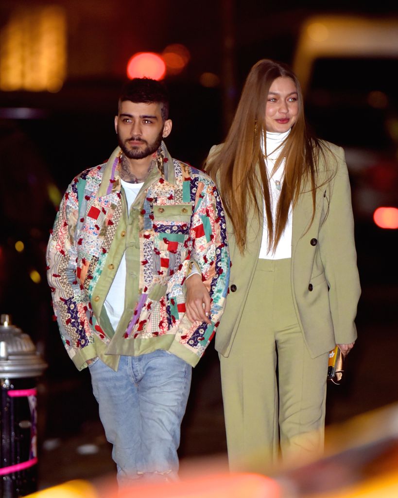 Gigi Hadid and Zayn Malik show PDA after leaving a restaurant in NoHo celebrating a birthday on  January 11, 2020 in New York City