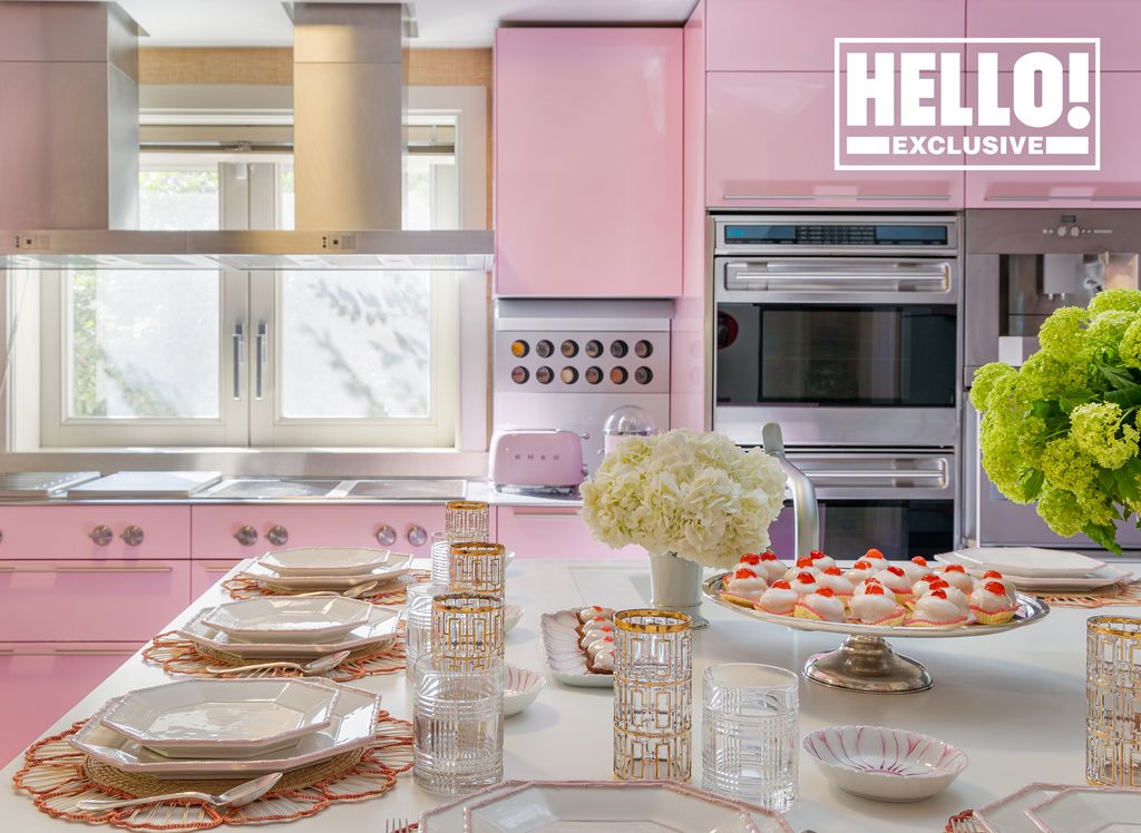 Celia Kritharioti Greek designer pink kitchen with iced buns on table
