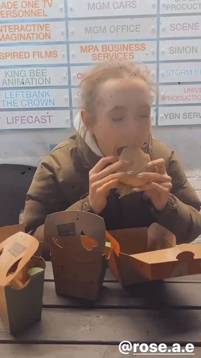 rose ayling ellis eating burger
