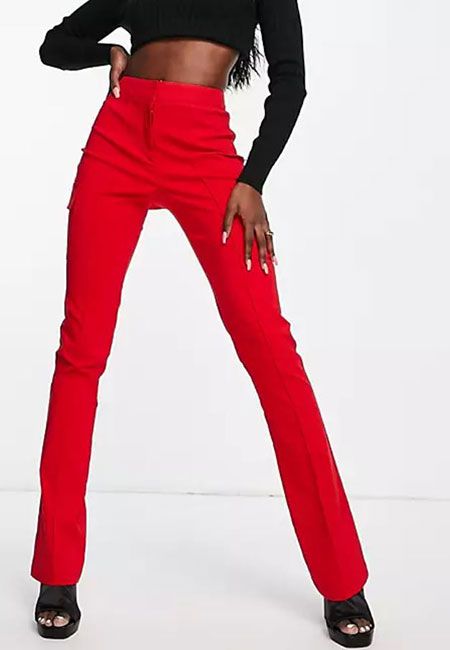asos red trousers