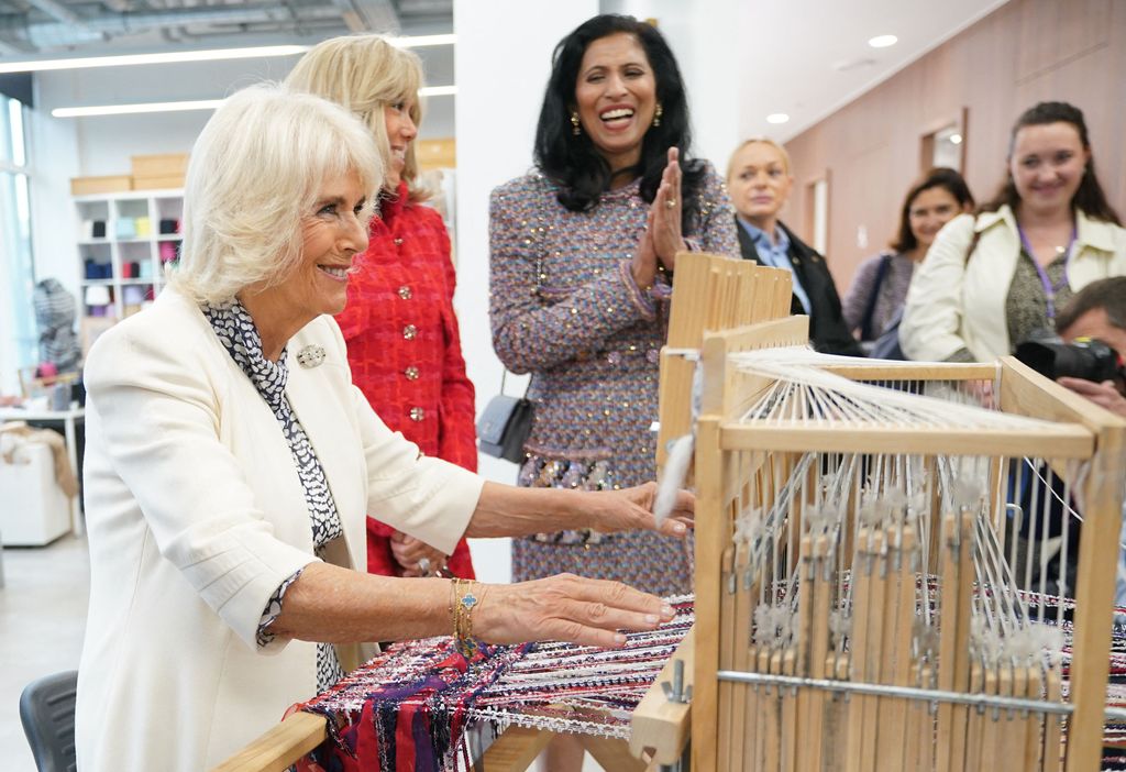 Queen Camilla tries a loom