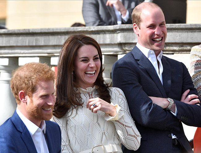 Prince William, Kate Middleton and Prince Harry laughing