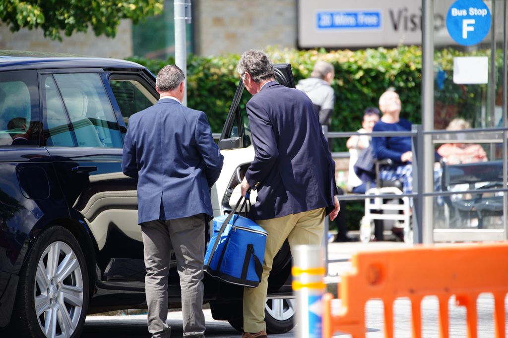 Vice Admiral Sir Tim Laurence arrives at Southmead Hospital in Bristol where the Princess Royal is being treated after she 'sustained minor injuries and concussion' following an incident on the Gatcombe Park estate on Sunday evening