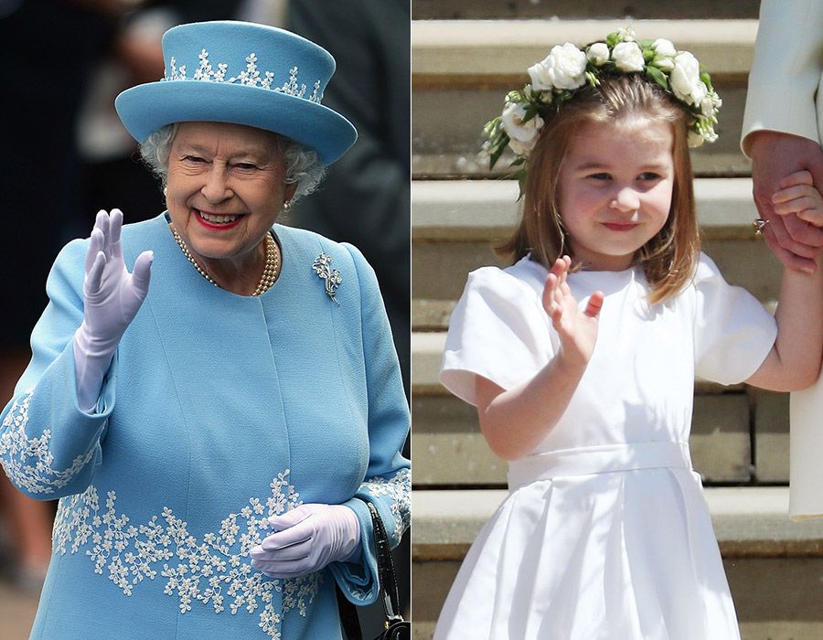 the queen and princess charlotte waving