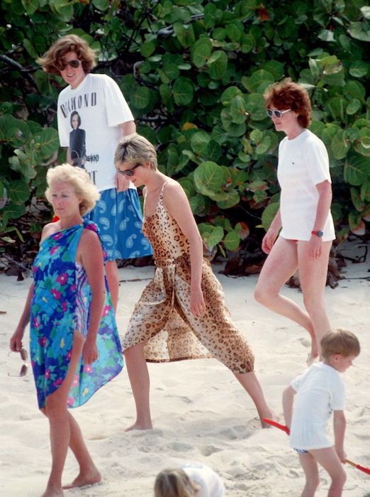 Princess Diana rocking leopard print on a family holiday in the 90s