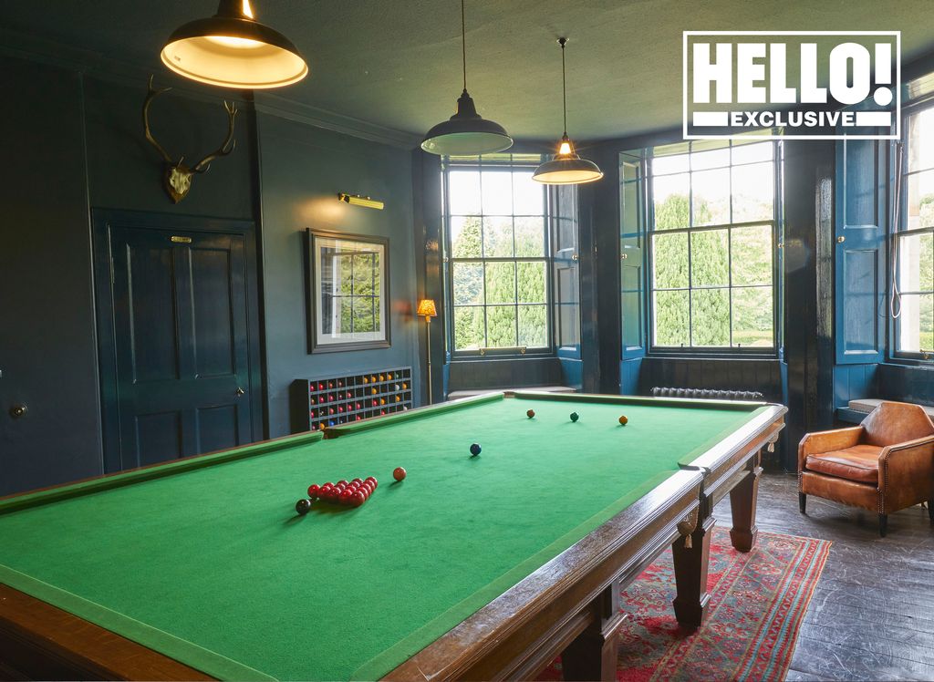 Matthew Kinloch and Johanna Squiban's games room with billiard table at Gilmerton House