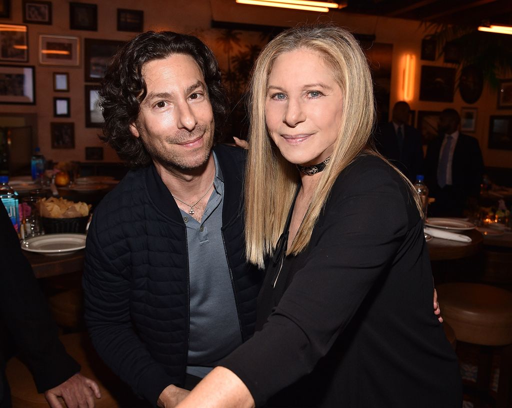 Jason Gould and Barbra Streisand attend Barbra Streisand's 75th birthday at Cafe Habana on April 24, 2017 in Malibu, California