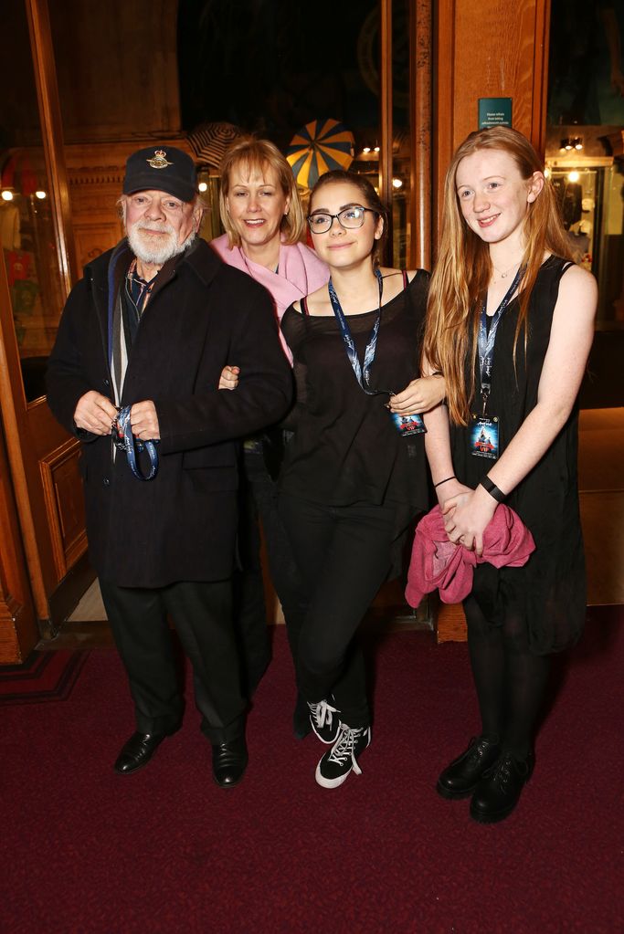 Sir David Jason, Gill Hinchcliffe, daughter Sophie Mae Jason and guest arrive at a VIP performance of "Cirque Du Soleil: Amaluna" at Royal Albert Hall on January 19, 2016 in London, England