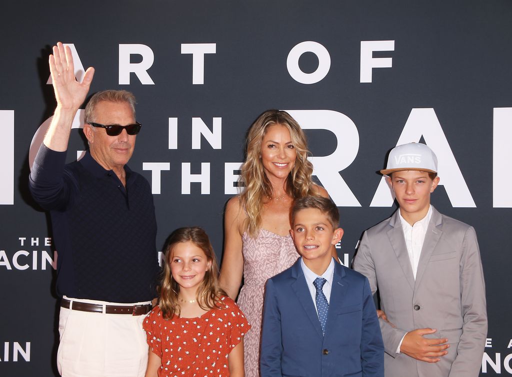 Kevin Costner and Christine Baumgartner with their three children 