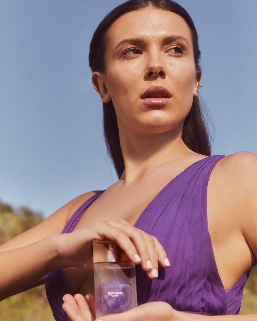Millie Bobby Brown's in a purple dress
