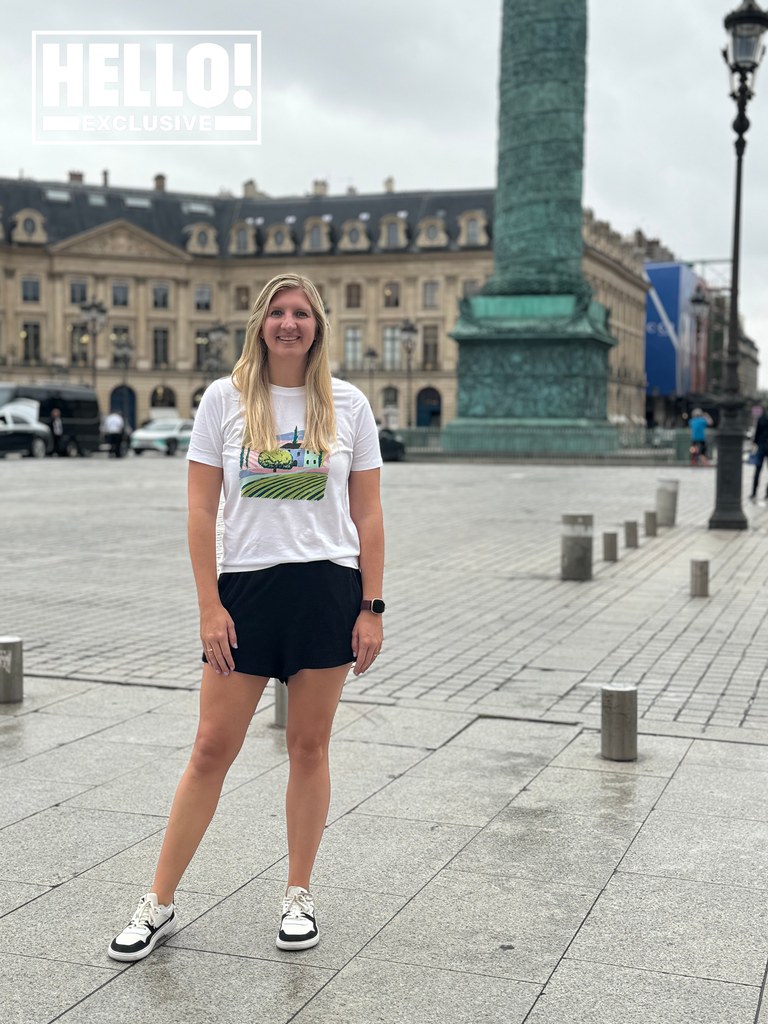 Rebecca standing for photo outside in Paris city centre