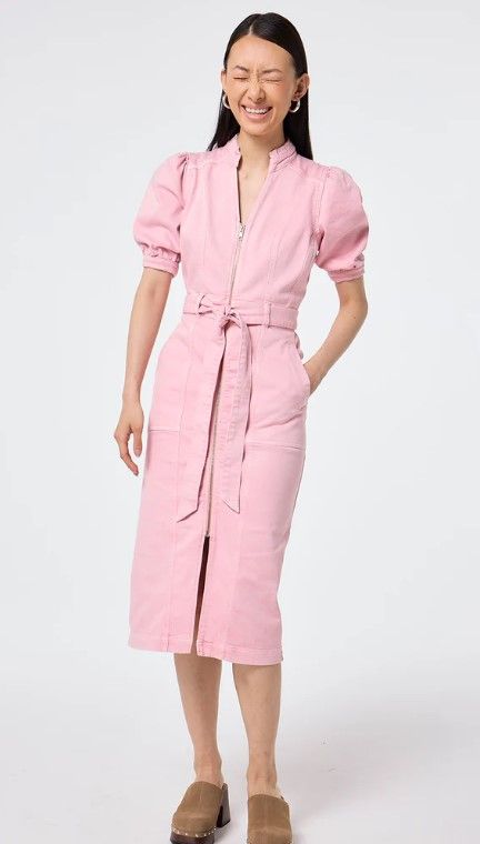 Pink Zip Detail Denim Dress by Scamp & Dude