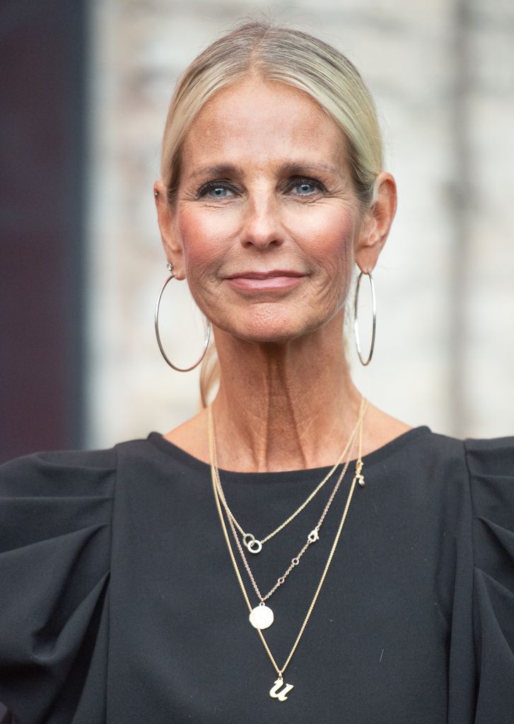 Ulrika Jonsson in a dark top looking serious