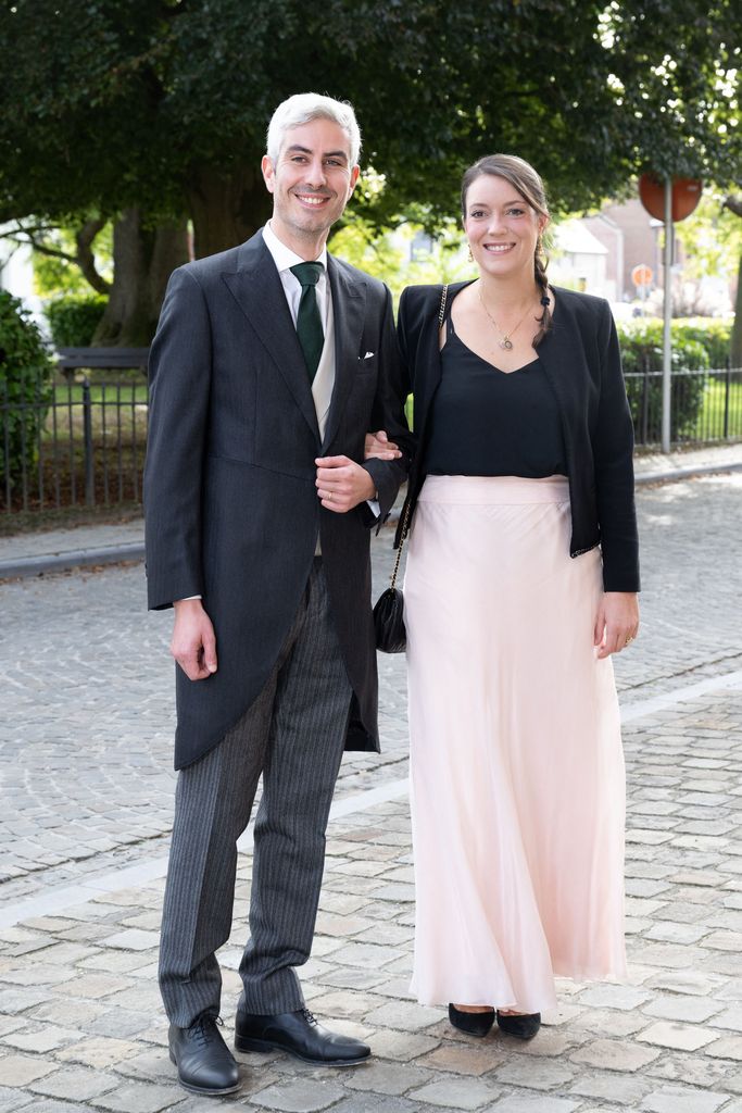 Princess Alexandra of Luxembourg with her husband, Nicolas Bagory attend the wedding of Archiduc Alexander de Habsbourg-Lorraine and Countess Natacha Roumiantzoff-Pachkevitch