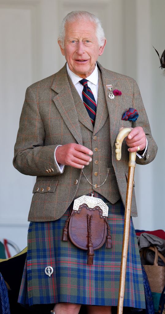 king charles wearing kilt at braemar gathering in 2024