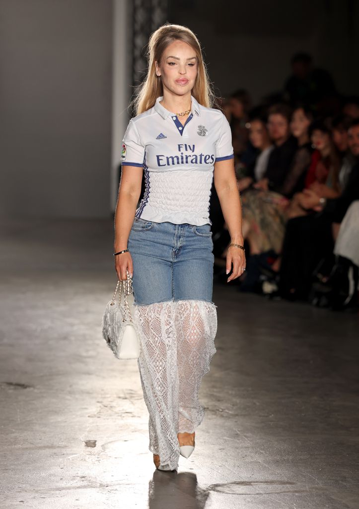 LONDON, ENGLAND - SEPTEMBER 18: Katie Piper walks the runway at the Oxfam Style For Change show during London Fashion Week September 2025 at on September 18, 2025 in London, England. (Photo by Shane Anthony Sinclair/Getty Images)