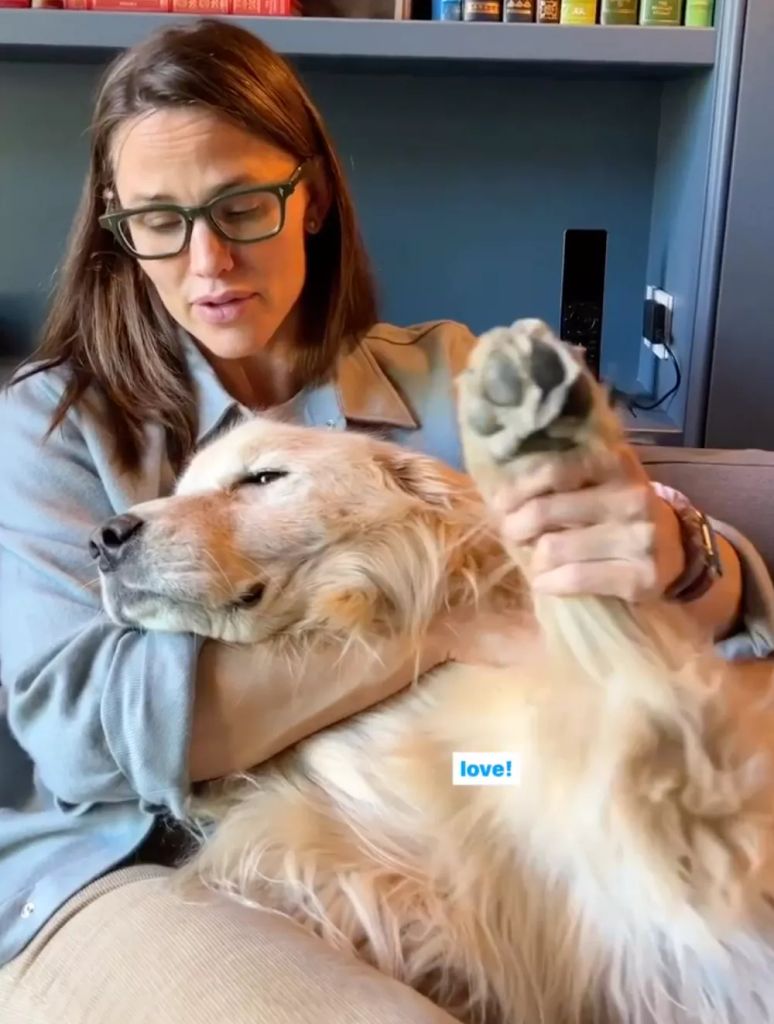 Jennifer Garner with her therapy dog Birdie