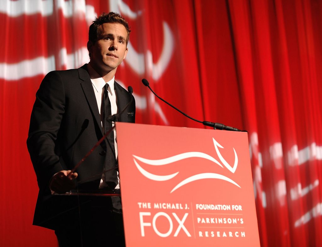 Actor Ryan Reynolds speaks on stage during "A Funny Thing Happened on the Way to Cure Parkinson's" 2008 Benefit for The Michael J. Fox Foundation at the Sheraton New York Hotel and Towers on November 5, 2008 in New York City. This event raised over $4 million for Parkinson's disease research.