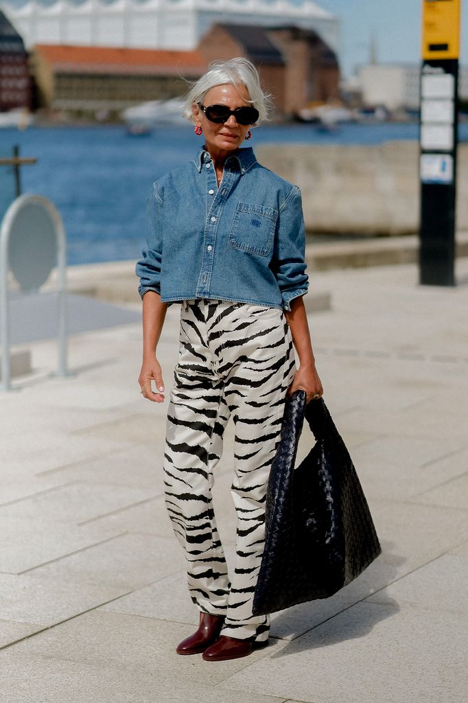 Grece Ghanem wearing denim shirt