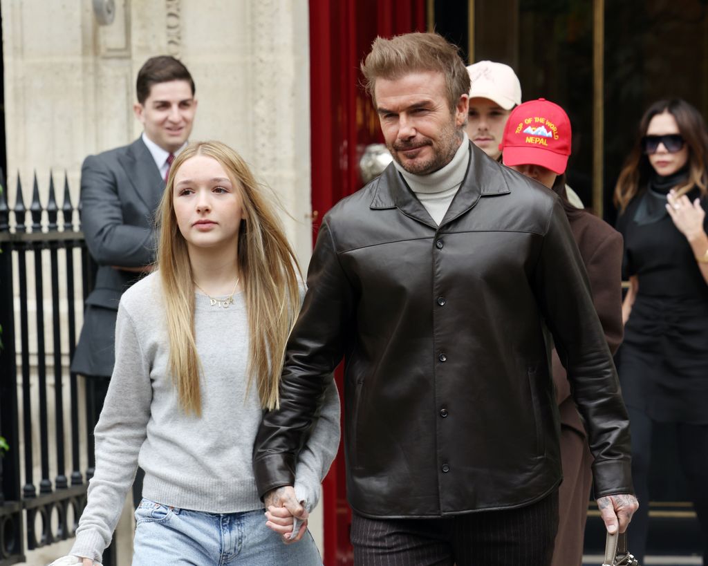  Harper Beckham checking out of their hotel during the Womenswear Spring/Summer 2025 as part of Paris Fashion Week on September 29, 2024 in Paris, France.