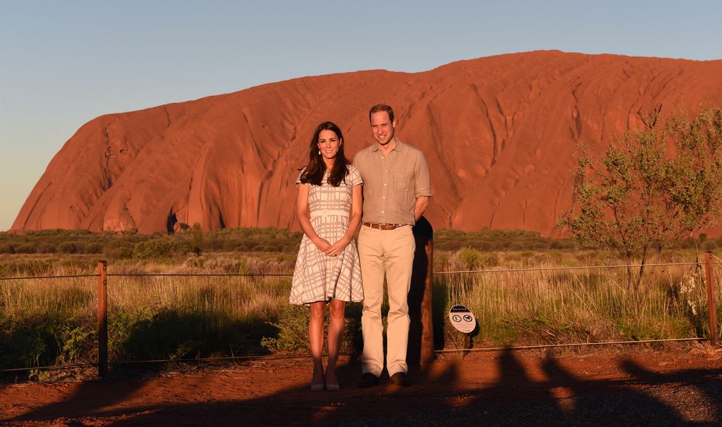 The royal pair stand in front of Uluru in the Northern Territory on April 22, 2014
