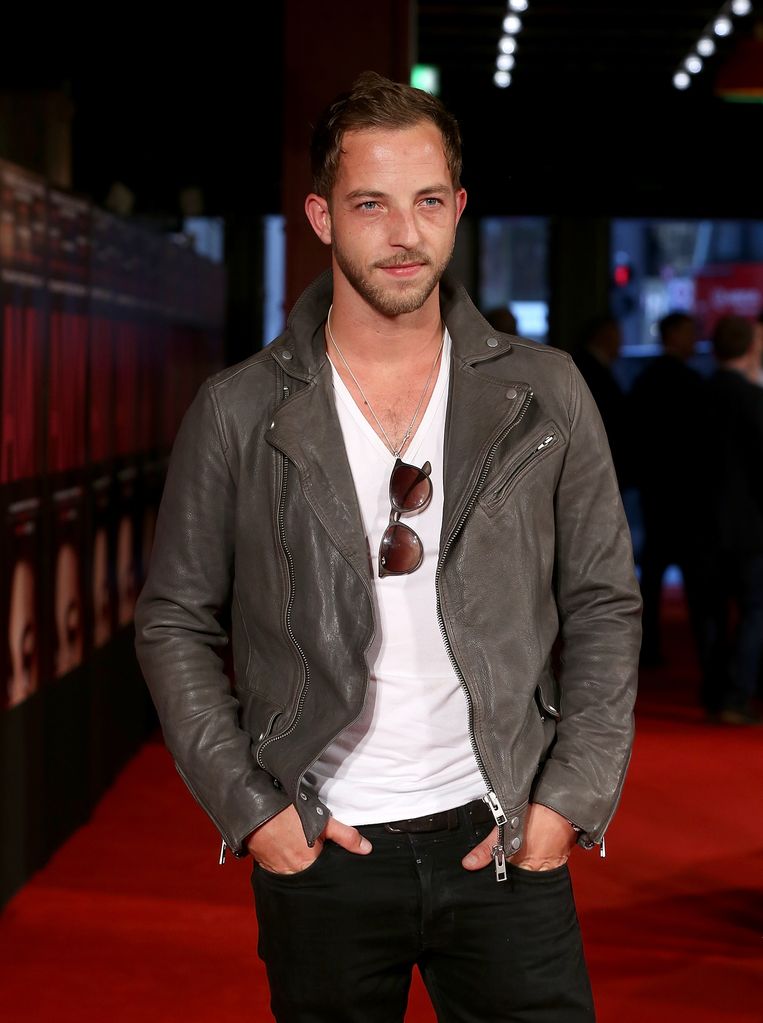 James Morrison in a white shirt and leather jacket