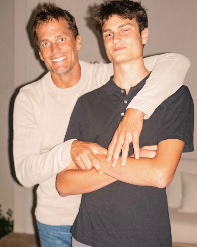 tom brady with arm around son jack