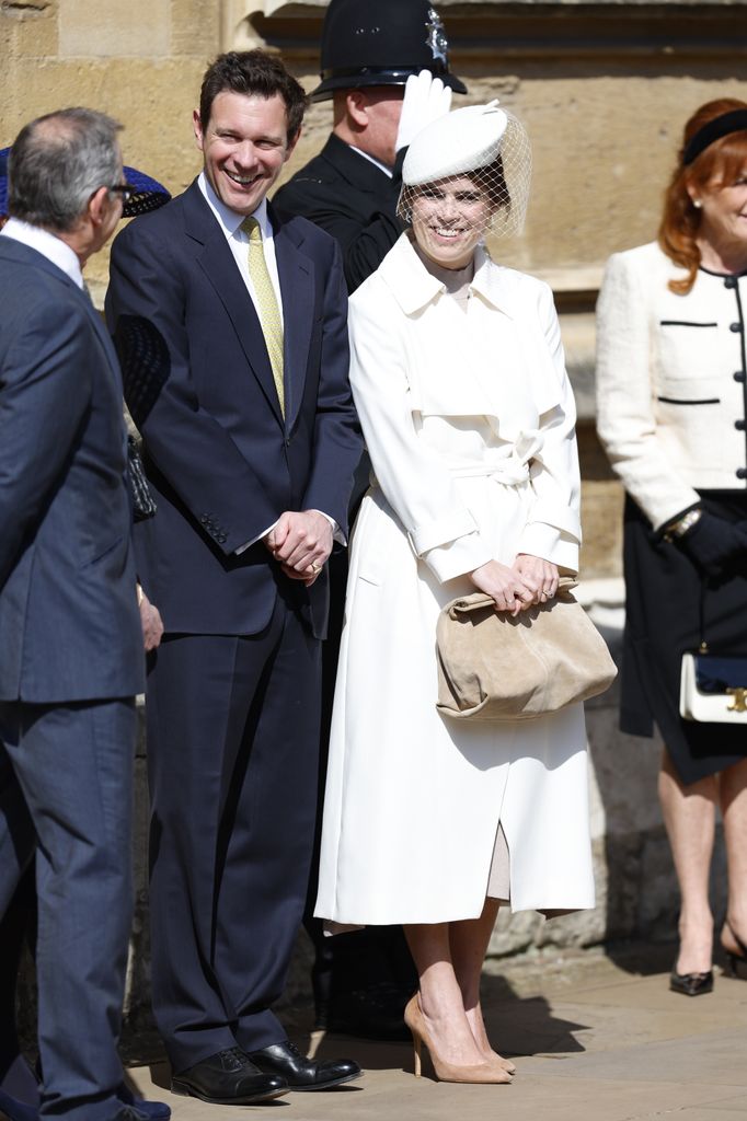 Princess Eugenie stunned in an all white look alongside her husband Jack Brooksbank