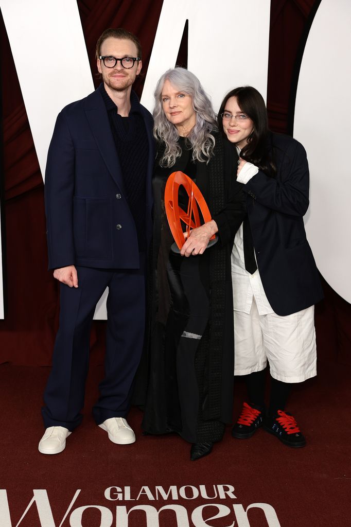 billie eilish and brother finneas oconnell and mother maggie baird at glamour women of the year awards 2024