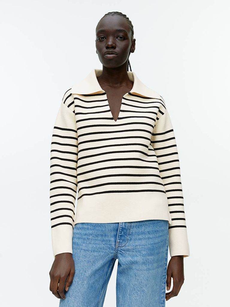 The collared striped sweater is trending right now - shop our