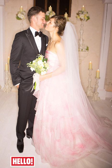 jessica biel pink wedding dress