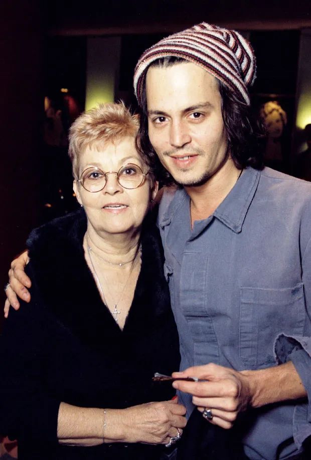 Johnny Depp with his mother