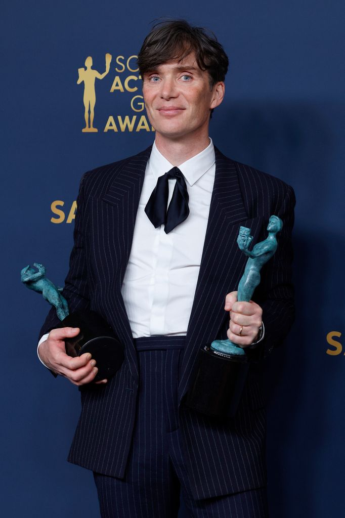 Cillian Murphy, winner of the Outstanding Performance by a Male Actor in a Leading Role award, poses in the press room