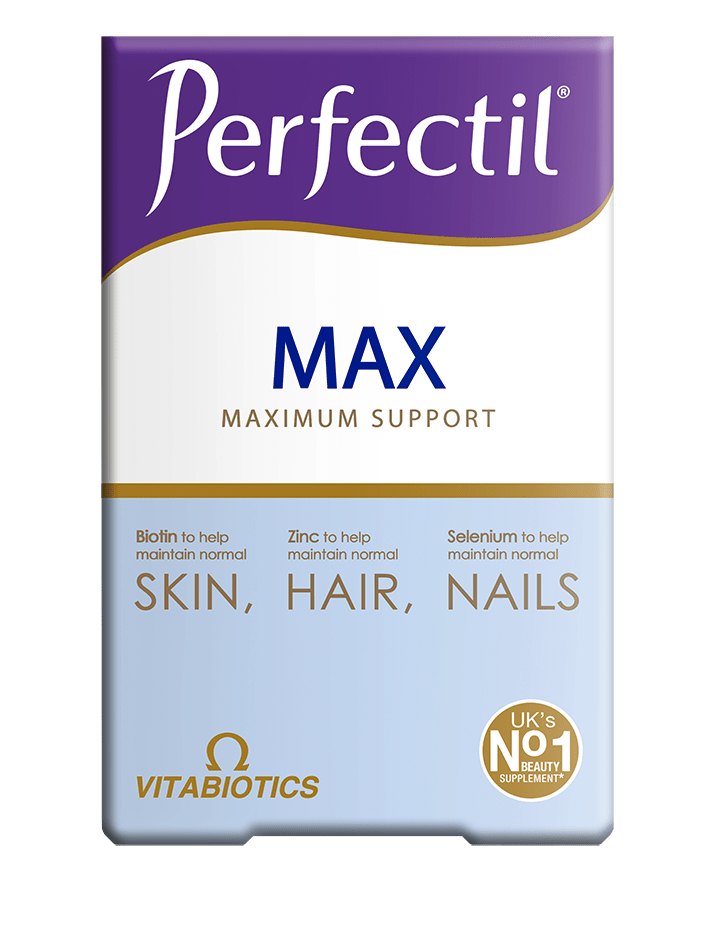 Box of Perfectil supplements for skin, hair and nails