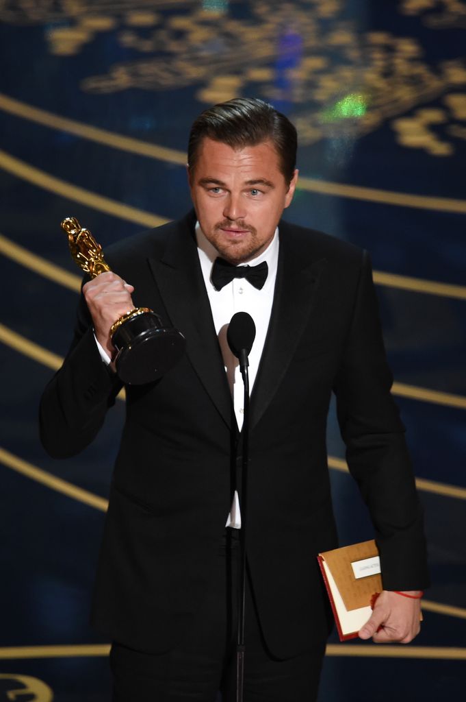 Leonardo DiCaprio accepts the Best Actor award for 'The Revenant' onstage during the 88th Annual Academy Awards at the Dolby Theatre on February 28, 2016 in Hollywood, California