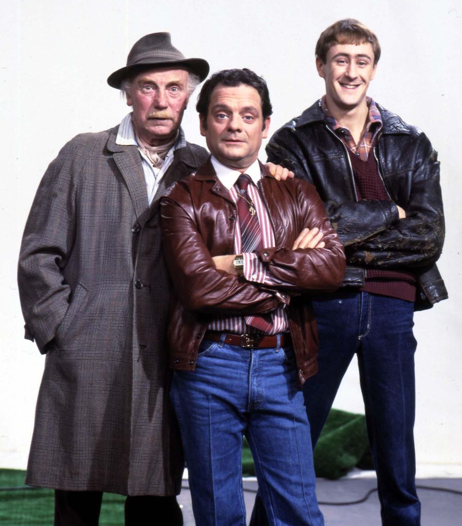 Lennard Pearce, David Jason and Nicholas Lyndhurst stand for portrait for Only Fools and Horses in Only Fools and Horses