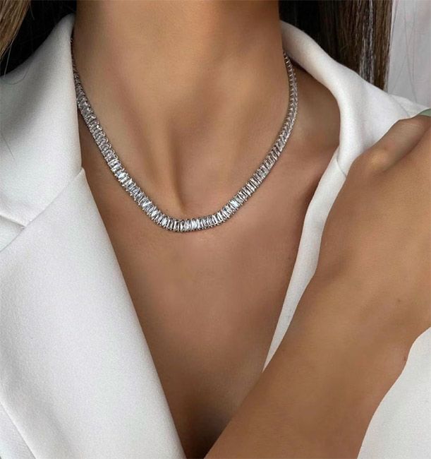 etsy silver tennis necklace