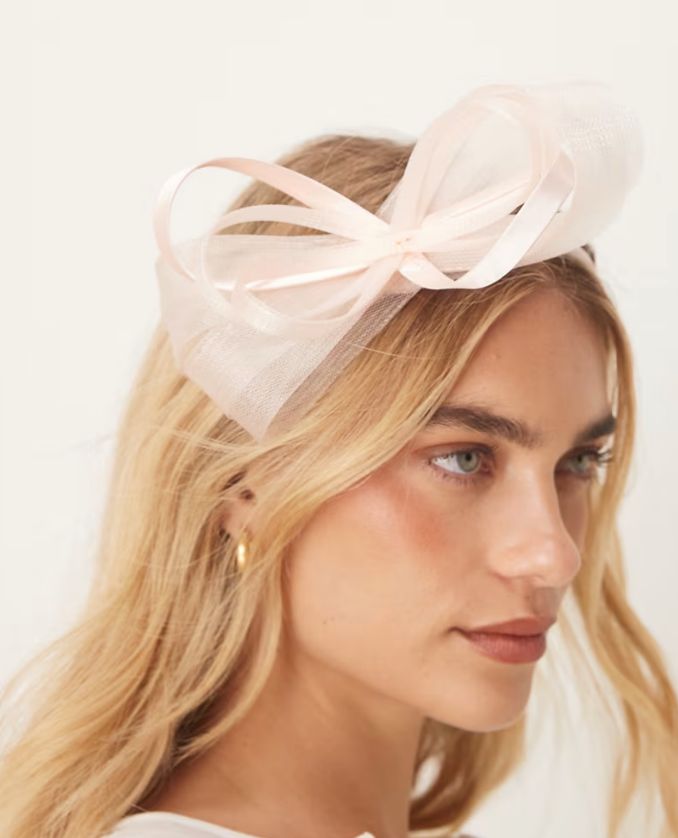 My Accessories swirl twist fascinator in light pink