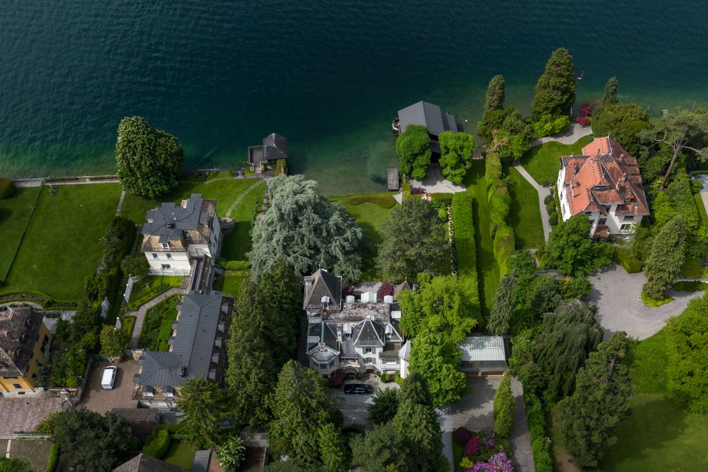 This aerial photograph taken on May 25, 2023 shows the estate of late singer Tina Turner following the announcement of her death, in Kusnacht, on May 25, 2023. 