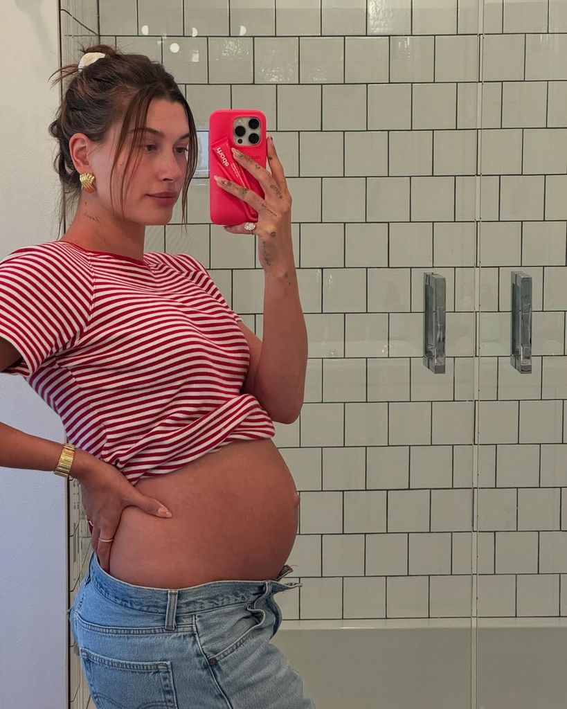 The Rhode founder shared a throwback pregnancy photo