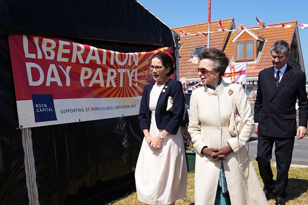 Princess Anne, Princess Royal and and Vice Admiral Sir Tim Laurence visit St Pierre Du Bois as they attend commemorations in Guernsey