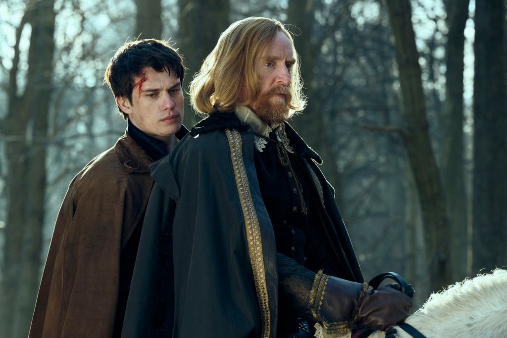 Tony Curran as King James I, and Nicholas Galitzine as George Villiers