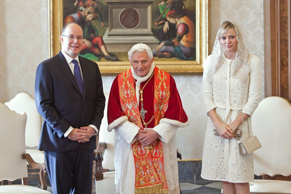 Pope Benedict XVI meets HSH Prince Albert II of Monaco and HSH Princess Charlene of Monaco